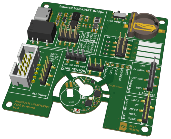 BMHB2020:BH66F2455 CGM Dev Board Resources